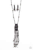 Macrame Majesty - Black Boho Necklace Paparrazi Accessories