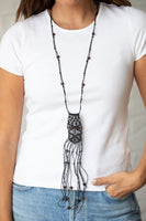 Macrame Majesty - Black Boho Necklace Paparrazi Accessories