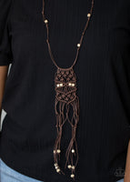 Macrame Majesty - Brown Boho Necklace Paparrazi Accessories