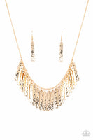 Metallic Muse - Gold Fringe Necklace Paparazzi Accessories