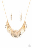 Metallic Muse - Gold Fringe Necklace Paparazzi Accessories