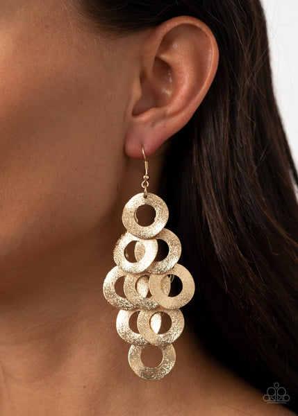 Scattered Shimmer - Gold Earrings Paparazzi Accessories