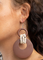 Beach Day Drama - Brown Wood Earring Paparazzi Accessories