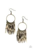 Let GRIT Be! - Brass Fringe Earrings Paparrazi Accessories