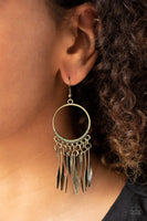 Let GRIT Be! - Brass Fringe Earrings Paparrazi Accessories