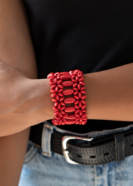 Fiji Flavor - Red Wooden Bracelet Paparazzi Accessories