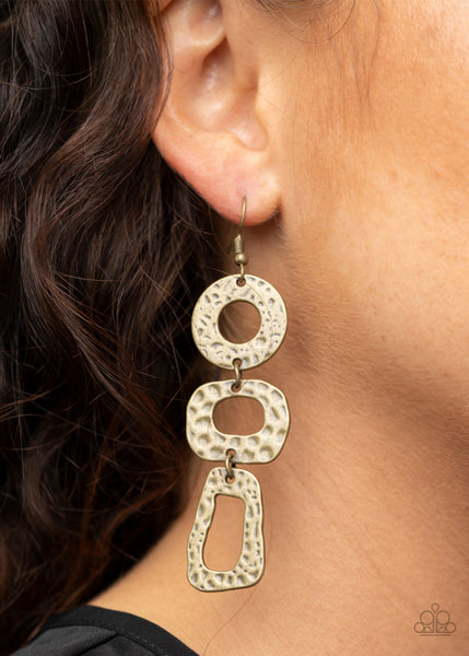 Prehistoric Prowl - Brass Earrings Paparazzi Accessories