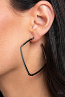 Brazen Beauty - Black Square Hoop Earrings Paparazzi Accessories