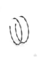 Totally Throttled - Black twisted Hoops Earrings Paparrazi Accessories