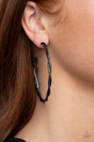 Totally Throttled - Black twisted Hoops Earrings Paparrazi Accessories