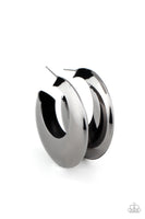 Chic CRESCENTO - Black Hoop Earrings Paparazzi Accessories