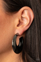Chic CRESCENTO - Black Hoop Earrings Paparazzi Accessories