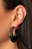 Chic CRESCENTO - Black Hoop Earrings Paparazzi Accessories
