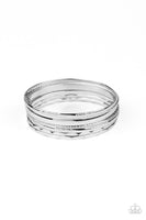 Top Of The Heap - Silver 7 bangles Bracelets Paparrazi Accessories