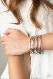 Top Of The Heap - Silver 7 bangles Bracelets Paparrazi Accessories