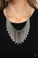 Cue The Fireworks - White Tassel Necklace  Paparazzi Accessories N7
