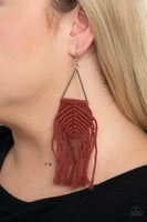 Macrame Jungle - Brown Rust Boho Earrings Paparrazi Accessories