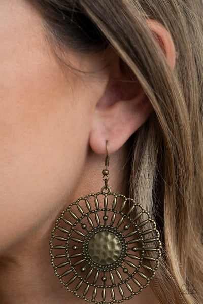 Rustic Groves - Brass Earrings Paparazzi Accessories