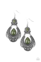 Rise and Roam - Green Tribal Earrings Paparrazi Accessories