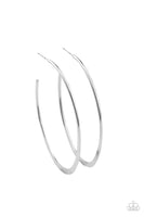 Flatlined - Silver Hoop Earrings Paparazzi Accessories