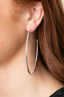 Flatlined - Silver Hoop Earrings Paparazzi Accessories