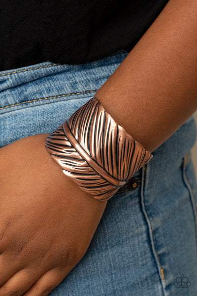 Where Theres a QUILL, Theres a Way - Copper Cuff Bracelet Paparrazi Accessories
