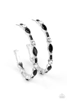 There Goes The Neighborhood - Black Bling Hoops Earrings Paparrazi Accessories