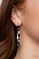 There Goes The Neighborhood - Black Bling Hoops Earrings Paparrazi Accessories