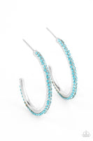 Dont Think Twice - Blue Bling Hoops Earrings Paparrazi Accessories