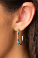 Dont Think Twice - Blue Bling Hoops Earrings Paparrazi Accessories