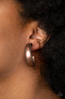 Burnished Benevolence - Copper Hoops Earrings Paparrazi Accessories