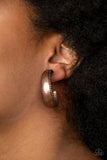 Burnished Benevolence - Copper Hoops Earrings Paparrazi Accessories