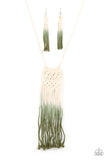 Surfin The Net - Green Macrame Necklace Paparrazi Accessories