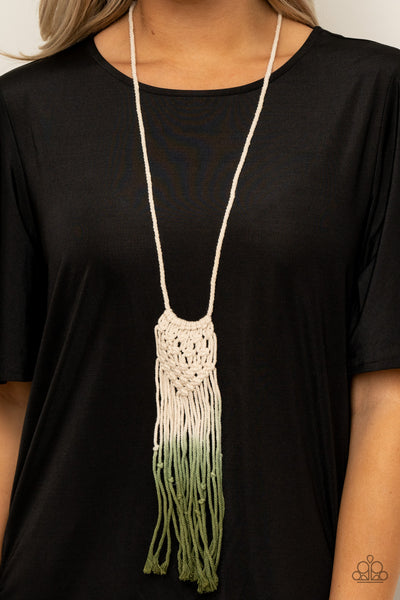 Surfin The Net - Green Macrame Necklace Paparrazi Accessories