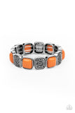 Trendy Tease - Orange Silver Bracelet Paparrazi Accessories