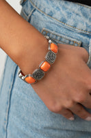Trendy Tease - Orange Silver Bracelet Paparrazi Accessories