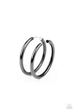 Curve Ball - Black Hoop Earrings Paparazzi Accessories