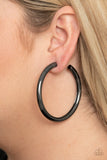 Curve Ball - Black Hoop Earrings Paparazzi Accessories