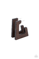 The Girl Next OUTDOOR - Brown Wooden Hoops Earrings Paparrazi Accessories