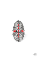 Shield in Place - Red Tribal Ring Paparrazi Accessories