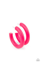 Woodsy Wonder - Pink Wooden Hoops Earrings Paparrazi Accessories