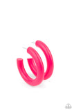 Woodsy Wonder - Pink Wooden Hoops Earrings Paparrazi Accessories
