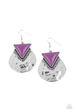Road Trip Treasure - Purple Silver Earrings Paparrazi Accessories