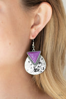 Road Trip Treasure - Purple Silver Earrings Paparrazi Accessories