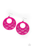 SEA Le Vie! - Pink Wooden Earrings Paparrazi Accessories