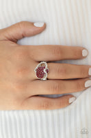 Million Dollar Matchmaker - Red Bling Heart Ring Paparrazi Accessories