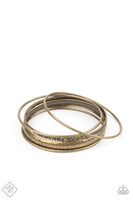Get Into Gear - Brass Bangle Bracelets Paparrazi Accessories FF 1/2021