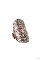 Tiki Trail - Copper Tribal Ring Stretch Paparrazi Accessories