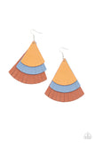 Huge Fanatic - Multi tan blue brown Leather earrings Paparrazi Accessories