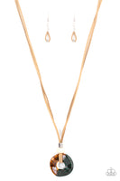 Primal Paradise - Brown Green Tan Suede necklace Paparrazi Accessories